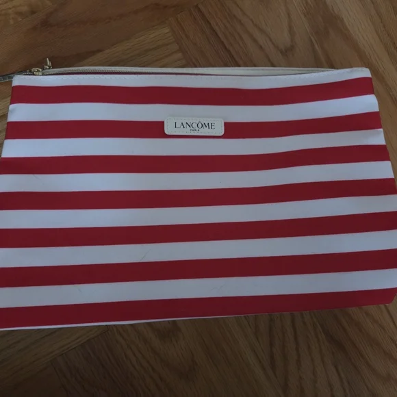 Lancome Red and White Striped Cosmetic Bag - Picture 1 of 6
